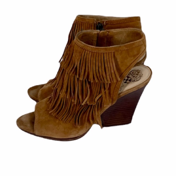 Vince Camuto Jadon Open Toe Fringe Block Heel 8.5 - Picture 1 of 8